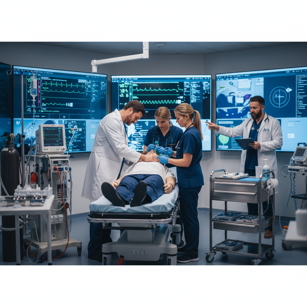 Equipo médico en una simulación de urgencias